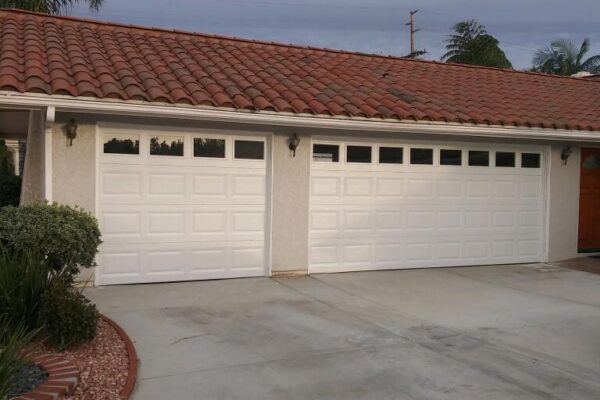 Residential garage doors on Redlands CA home exterior