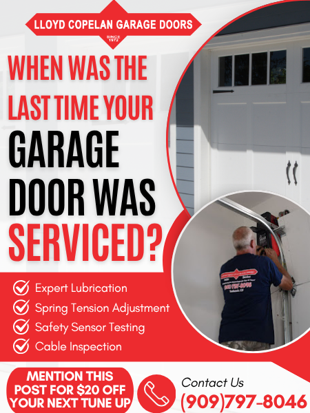 Garage door maintenance checklist featuring expert lubrication, spring tension adjustment, and safety sensor testing by Lloyd Copelan Garage Doors.